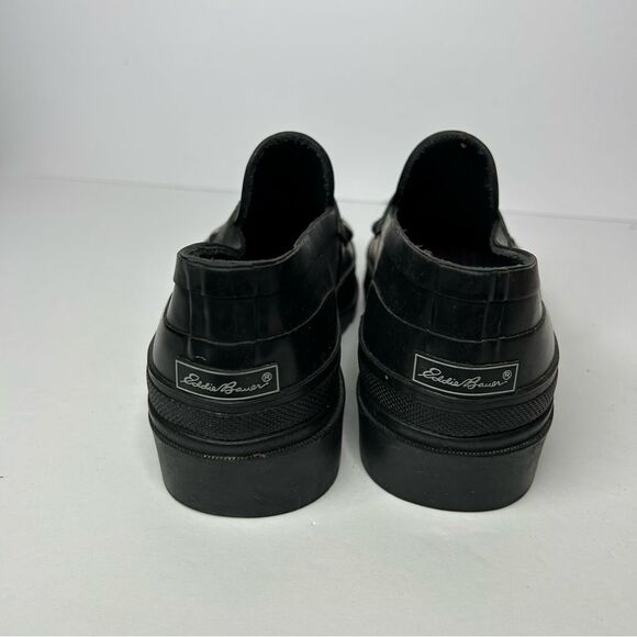 Vintage Eddie Bauer Black Chunky Platform Loafers Slip-On Shoes 7 Rubber - Picture 8 of 9